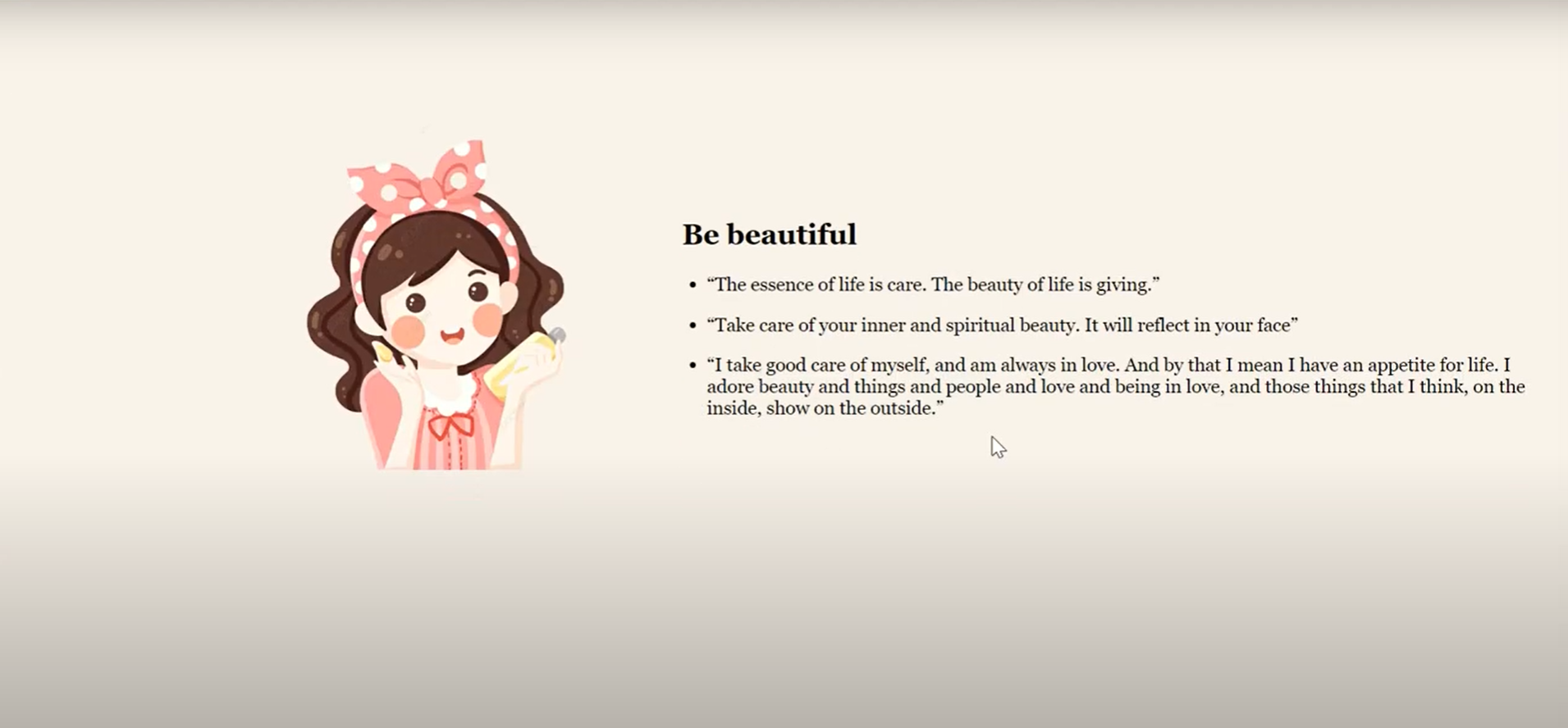 Website for skin care products